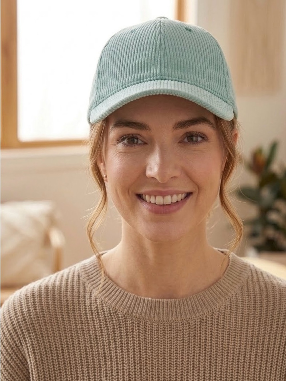 Mint Green Corduroy Baseball Cap Hat OS